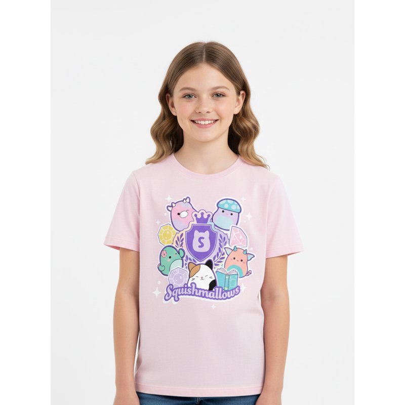 Girls Squishmallows Graphic T-Shirt with Short Sleeves - Pink, Size 10-12