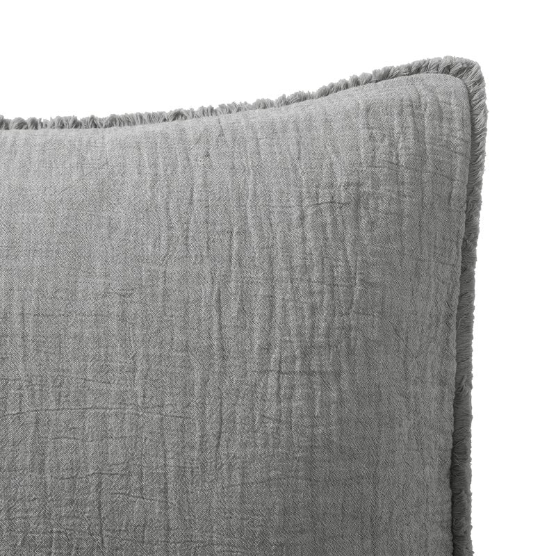 Gray Cotton Gauze Fringe Decorative Throw Pillow 22x22 Inches - 2 Pack