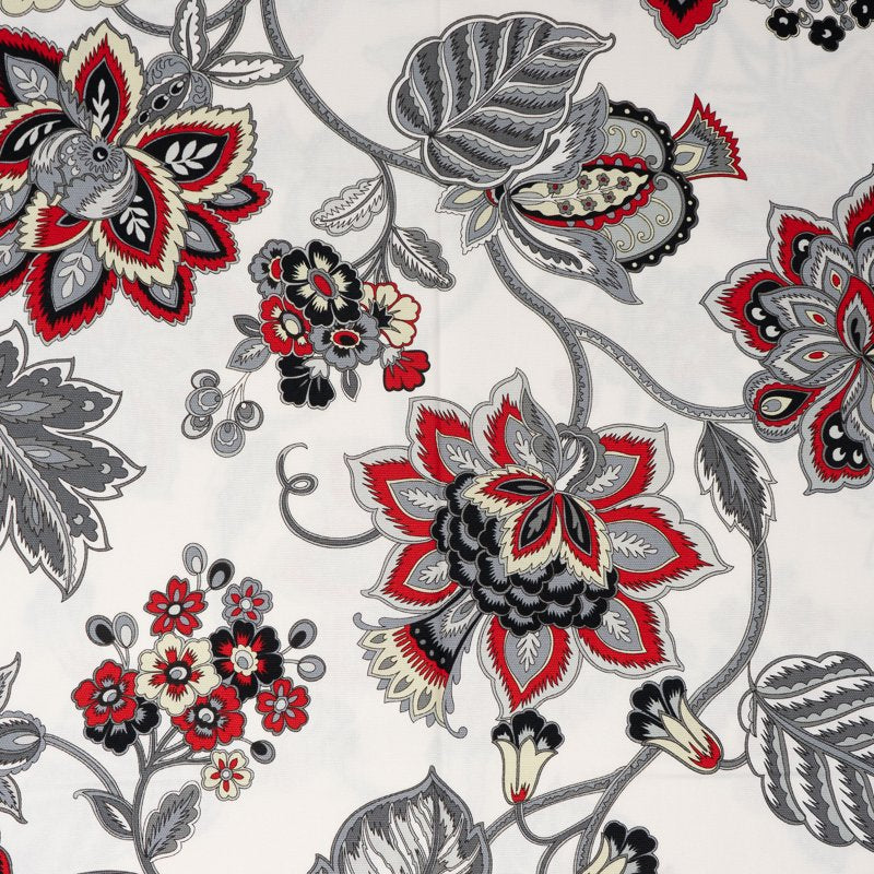 2 Yards Cotton Fabric for Quilting & Sewing - Jacobean Red Black Gray
