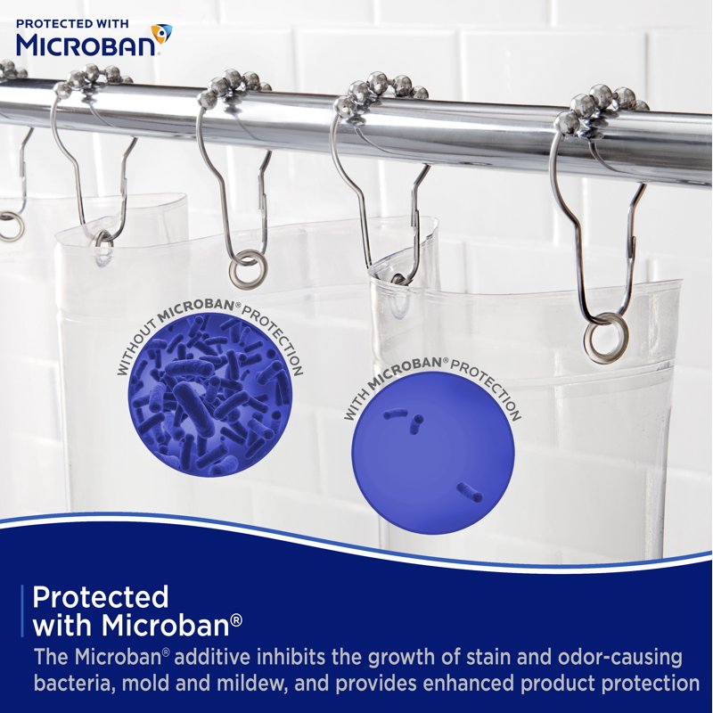 Clear PEVA Shower Liner with Microban Protection - Medium Weight, 70 x 72 Inches