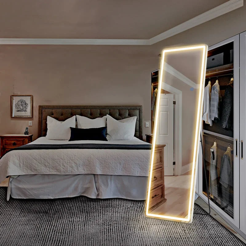 64 x 21 LED Full Length Mirror with Touch Control & 3-Color Dimmable Lights - Wall & Floor Mount