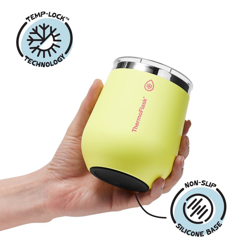 12 oz Insulated Wine Tumbler - Double-Wall with Lid - Unmellow Yellow