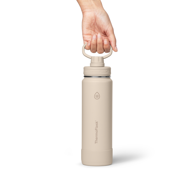Insulated Stainless Steel Water Bottle with Leakproof Lid - 24 oz, Sand