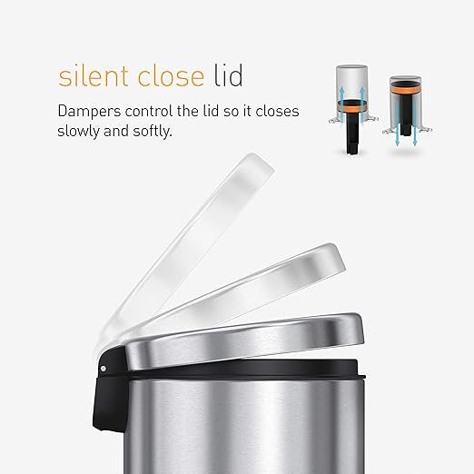 Compact Round Step Trash Can - 1.2 Gallon Polished Stainless Steel