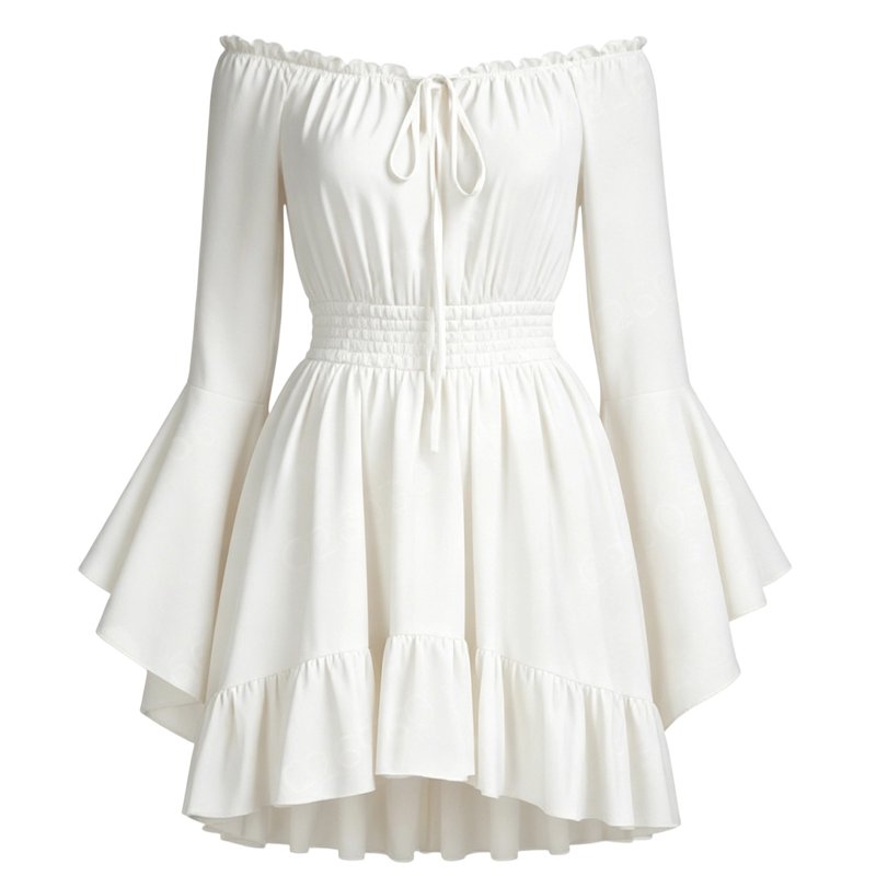 Women's Gothic Pirate Off Shoulder Mini Dress S - White Halloween Costume