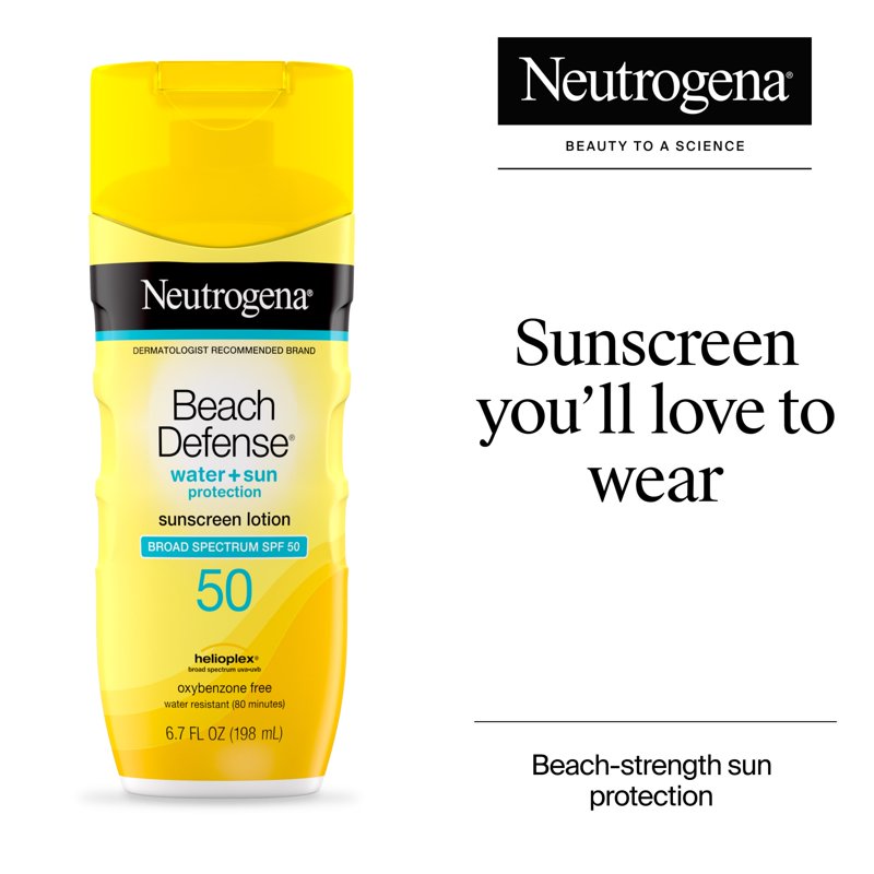 Beach Defense SPF 50 Sunscreen Lotion, 6.7 fl oz - 4 Pack