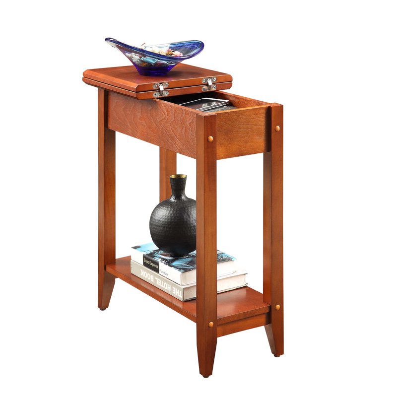 Flip Top End Table with Shelf - Multiple Finishes Available