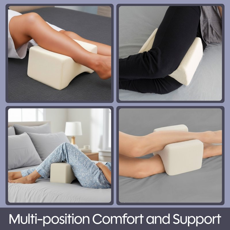 Knee Pillow for Side Sleepers - Memory Foam Leg Support for Back Pain Relief