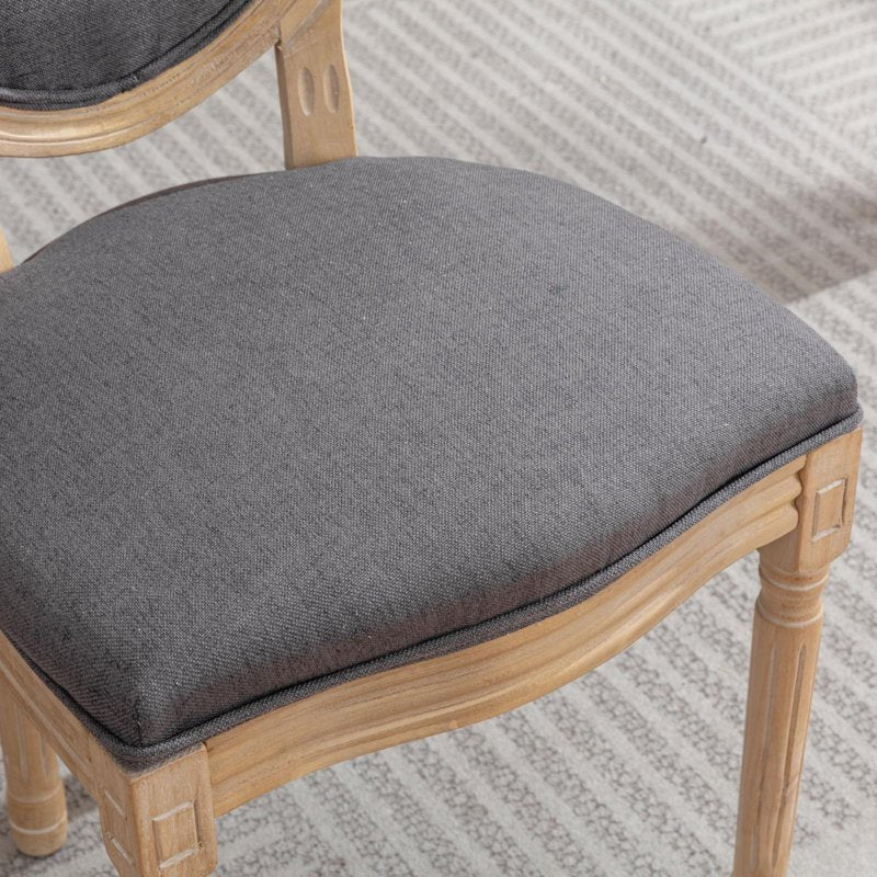 French Style Dining Chairs Set of 2 - Upholstered Dark Gray B