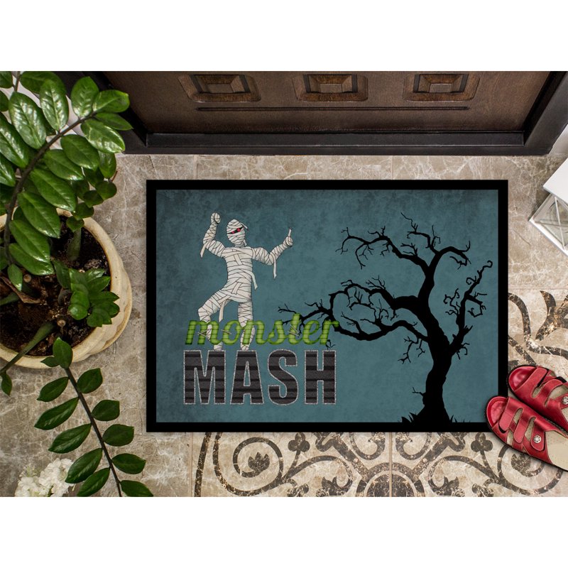 Halloween Doormat Monster Mash with Mummy 18x27 Indoor Outdoor Decor