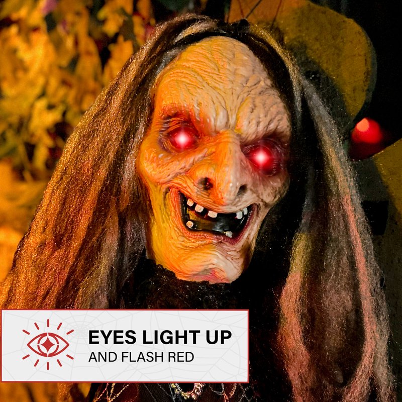 Animatronic Witch Door Greeter with Lights & Sound - Haunted Hill Farm Halloween Decoration - Variation: Witch