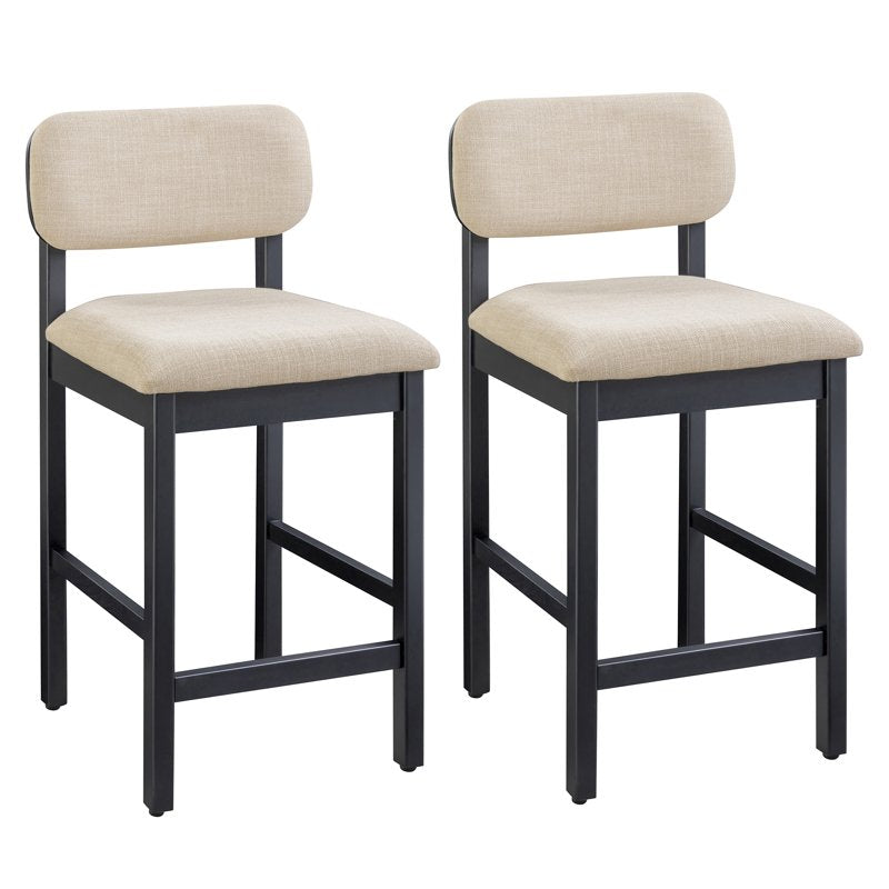 Juliet Counter Stools Set of 2 - Black & Cream - 25" Height