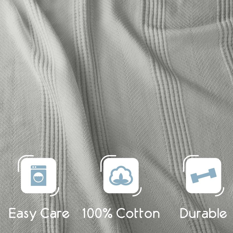 Twin Size Cotton Knit Blanket - All-Season Breathable Bed Throw - Gray - Variation of THIS listing