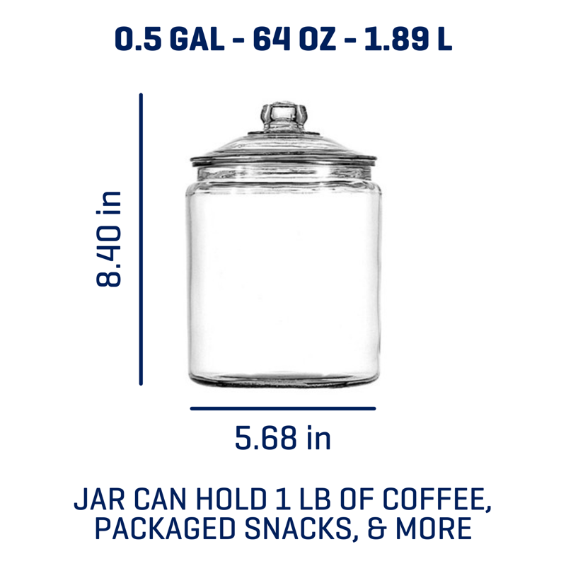 Anchor Hocking Glass Jar with Lid - 1/2 Gallon, 2 Pack