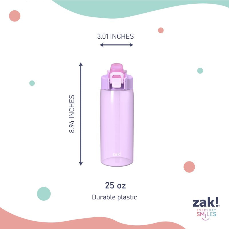Durable Plastic 25oz Water Bottle with Locking Lid & Carry Handle - Purple