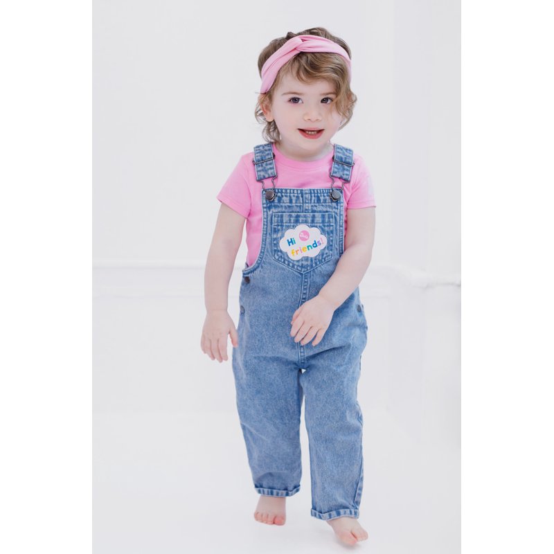 Blue Denim Ms. Rachel Toddler Cosplay Overalls Set with T-Shirt & Headband - 18 Months