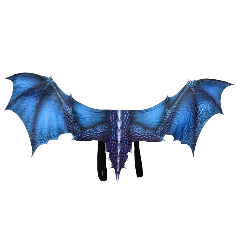 Blue Men's Full Body Dragon Costume Bodysuit with Wings Mask Tail Halloween