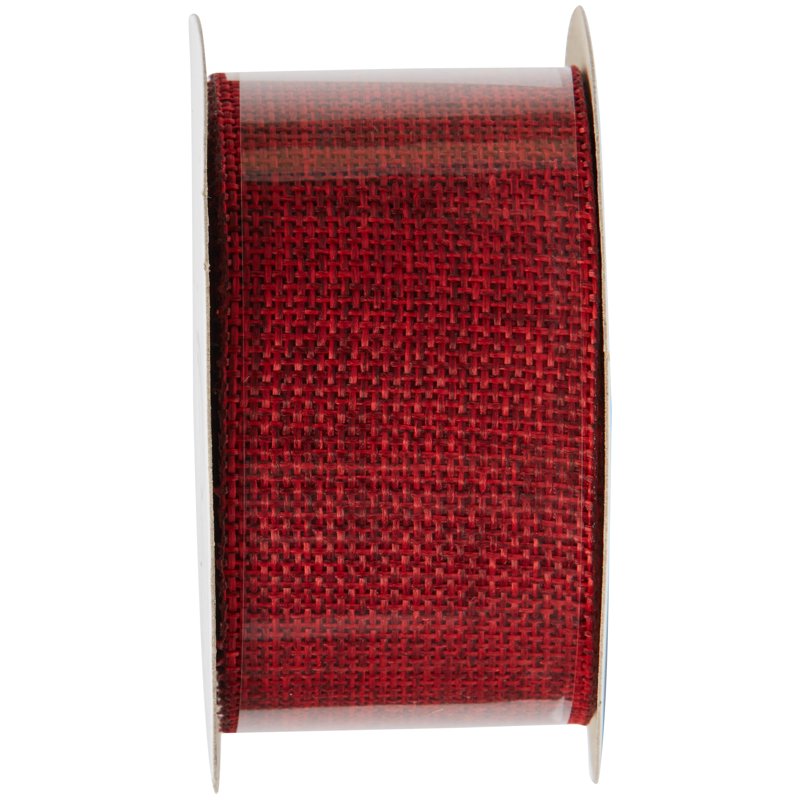(3 Pack) Burlap Woven Ribbon - Red 1.5 Inch Wide Craft Ribbon, 27 Feet