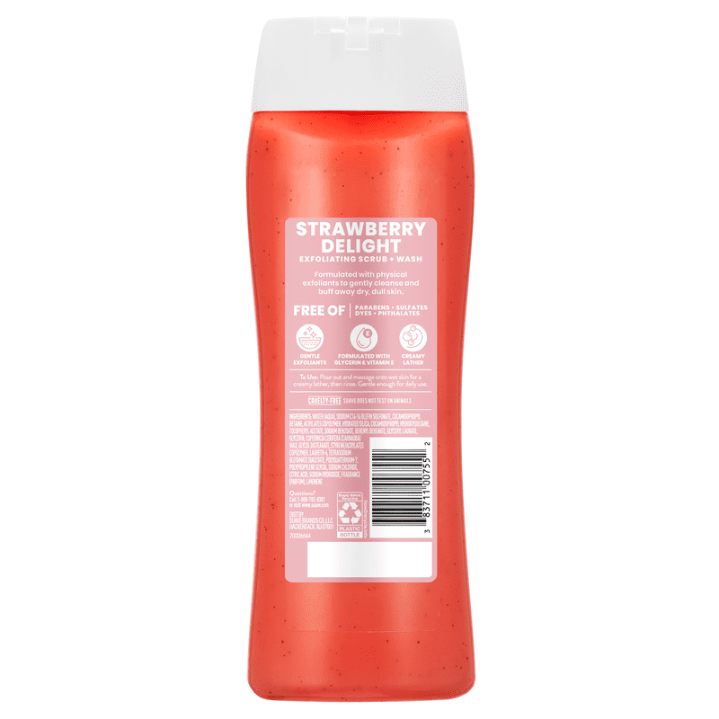 Strawberry Exfoliating Body Wash & Scrub - 6 Pack, Sulfate-Free Hydrating