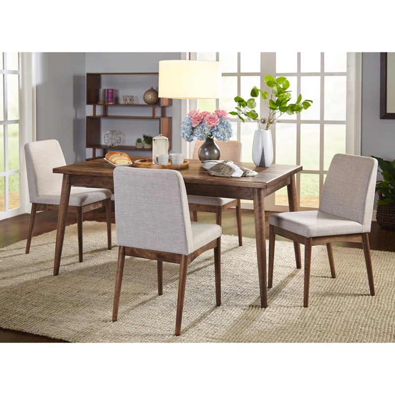 Mid-Century 5-Piece Dining Set with Table & Chairs - Walnut/Gray