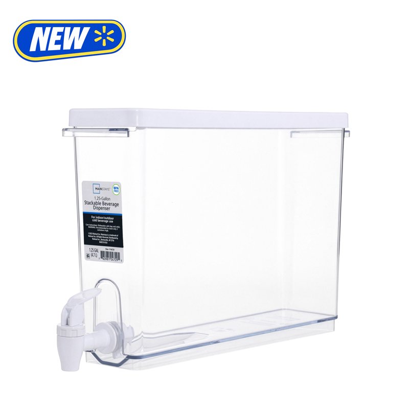 1.25 Gallon Drink Dispenser - Clear Beverage Container, 2 Pack