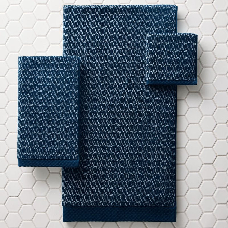 Better Homes & Gardens 6-Piece Cotton Melange Bath Towel Set - Blue Admiral - Includes 2 Bath Towels, 2 Hand Towels, 2 Washcloths