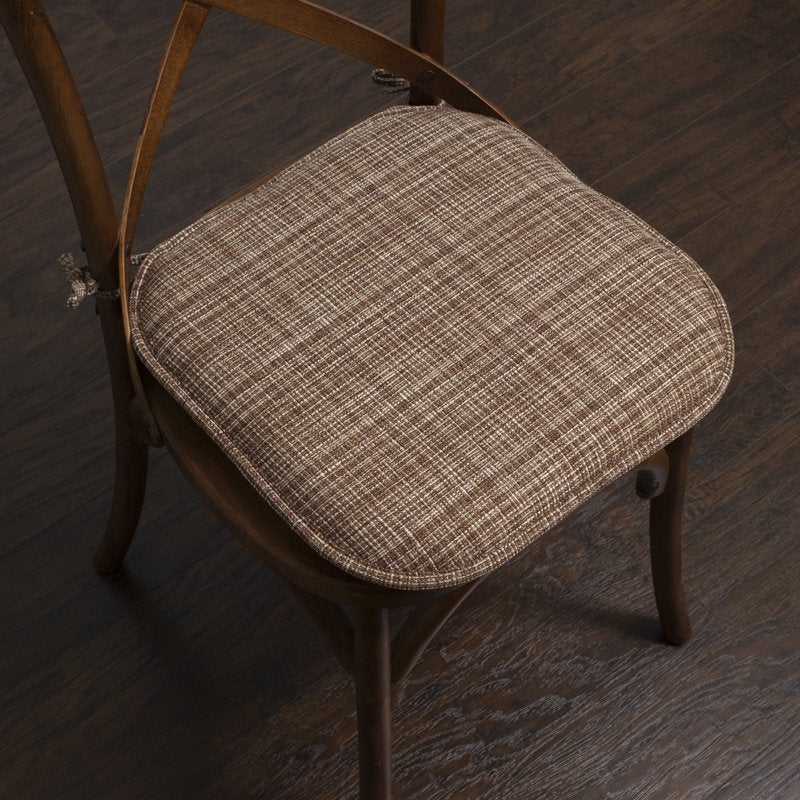 Memory Foam Non-Slip Chair Cushion Pad with Ties 2-Pack - Dark Brown Multi