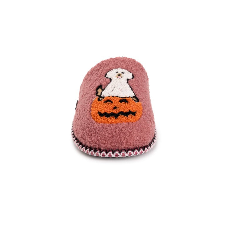Women's Punch Needle Slippers - Ghost Dog XL 11-12 Fall Halloween Novelty Shoes