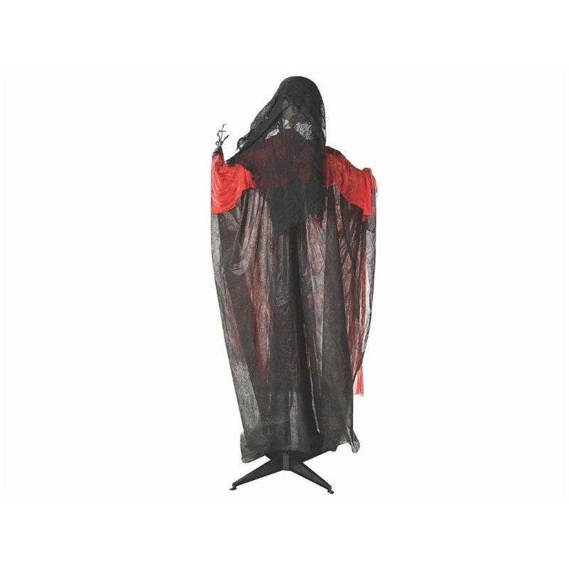 6 Ft. Standing Animated Skeleton Reaper Halloween Decoration - Black & Red