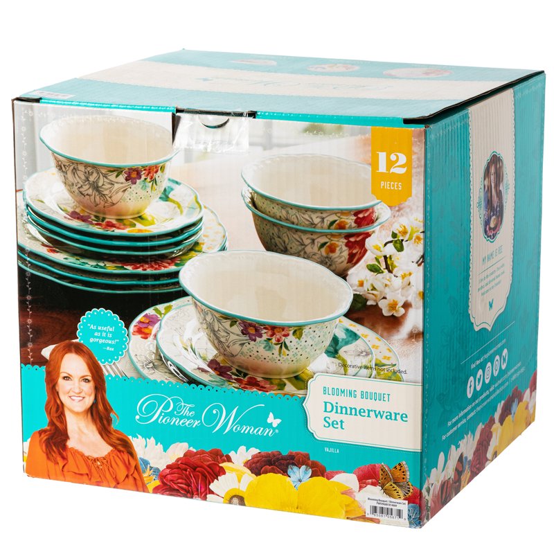 12-Piece Dinnerware Set - Blooming Bouquet Design