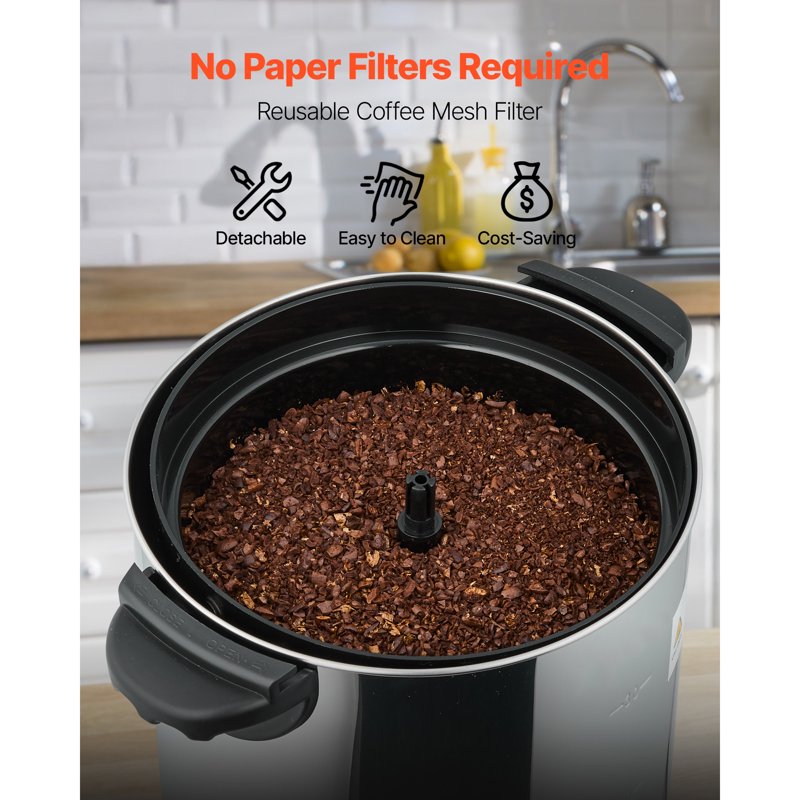 30-Cup Commercial Coffee Urn - Fast-Brewing Hot Drink Dispenser
