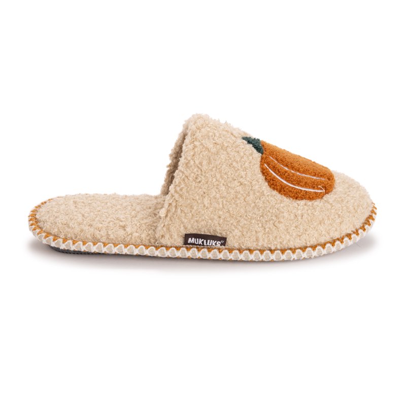 Women's Punch Needle Slippers - Fall Halloween Novelty Scuff Shoes - Classic Pumpkin S (5-6)