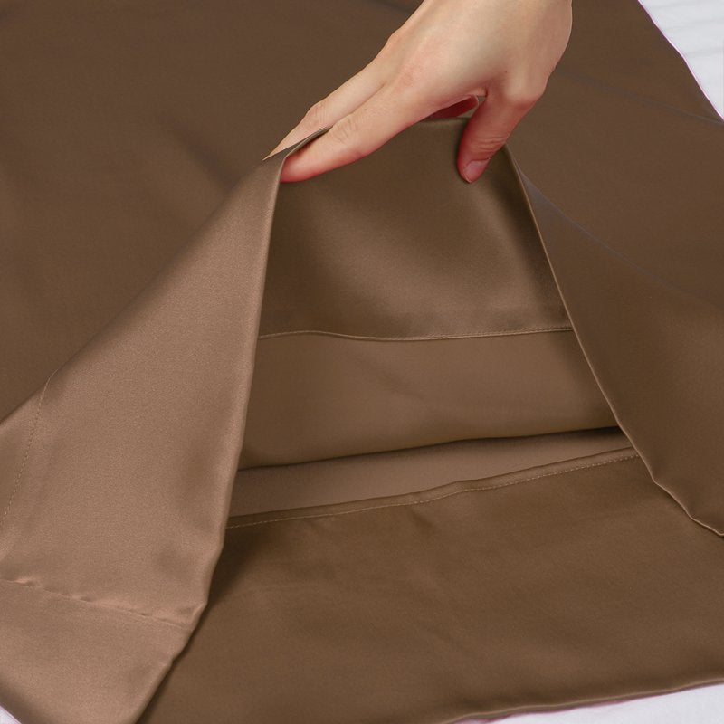 Silk Pillowcase for Hair and Skin - Queen, Coffee Color, 19 Momme