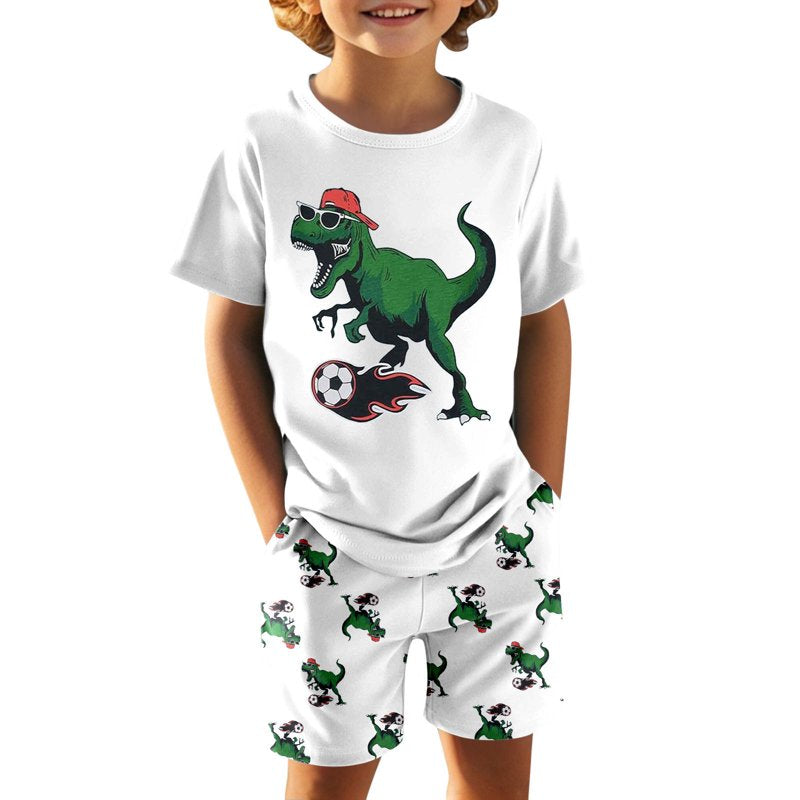 Toddler Short Pajamas Set for Boys - Size 3-4 Years, Red Variation