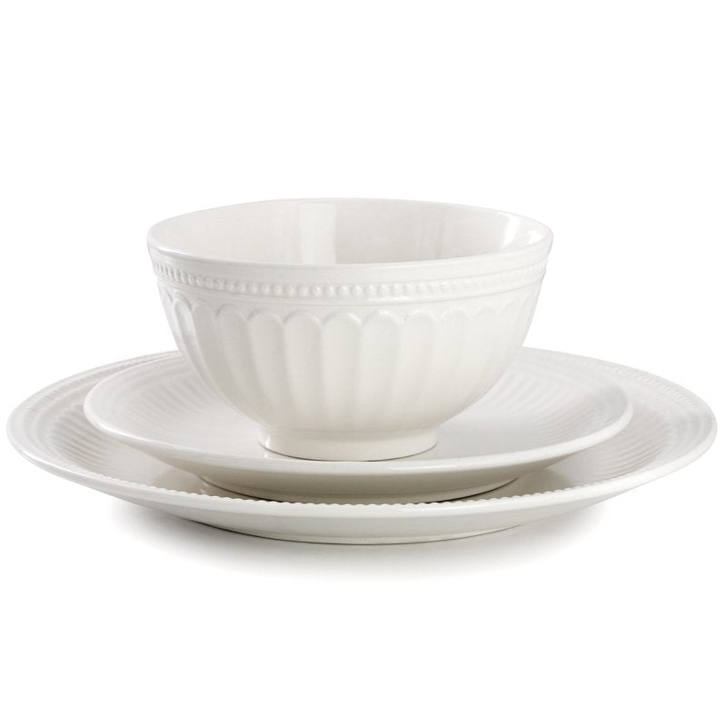18-Piece Stoneware Dinnerware Set in White - Service for 6