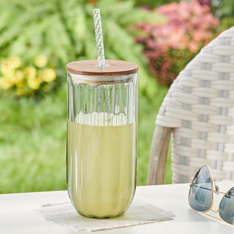 21 oz Tritan Sipper Tumbler with Acacia Wood Lid - Green