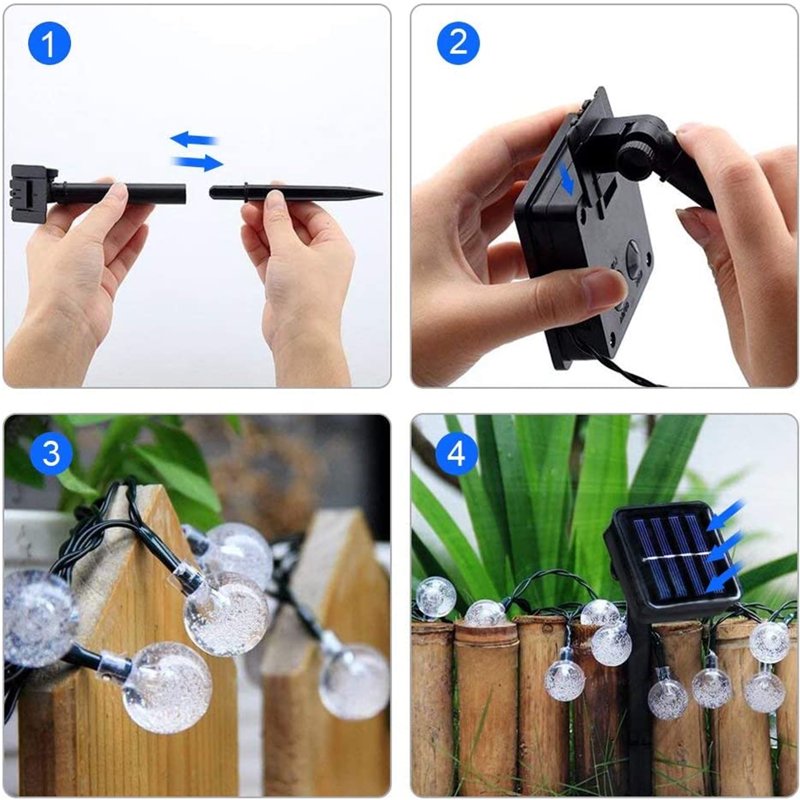 Outdoor Solar String Lights 35.6ft White Globe LED Waterproof with 8 Modes