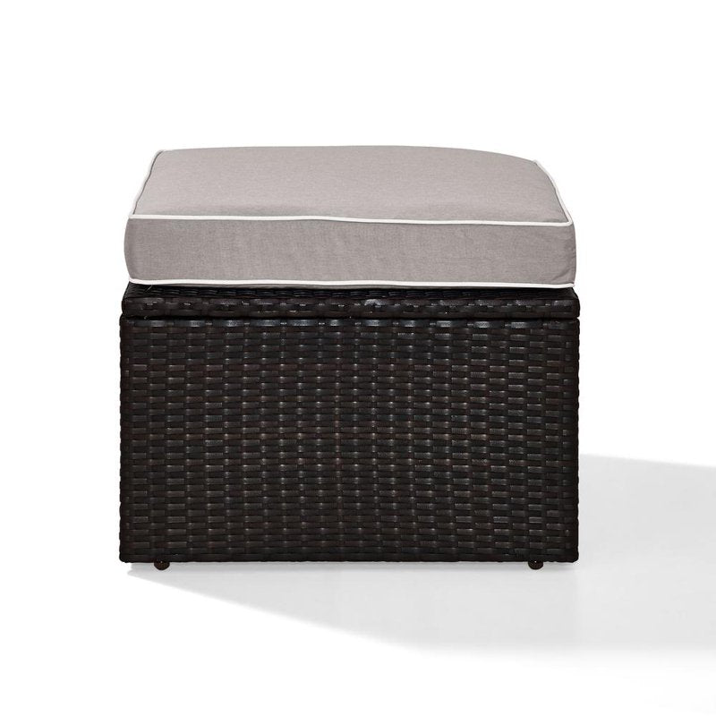 All-Weather Wicker Patio Ottoman - Brown & Gray
