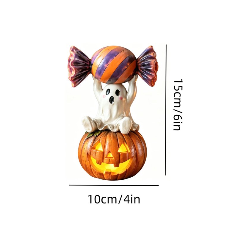 Halloween Ghost Figurine with Drink - Cute Ghost Halloween Decor C Variation