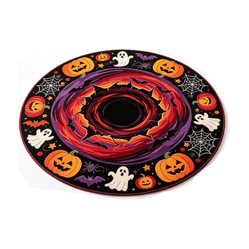 Halloween Round 3D Optical Illusion Rug - Skidproof & Absorbent Entryway Mat - MPOISVA