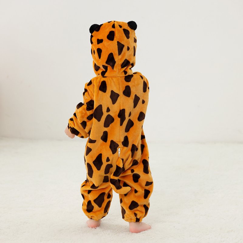 Kids Animal Cosplay Romper Hooded Zipper Jumpsuit for 3-6 Months - Orange, Unisex