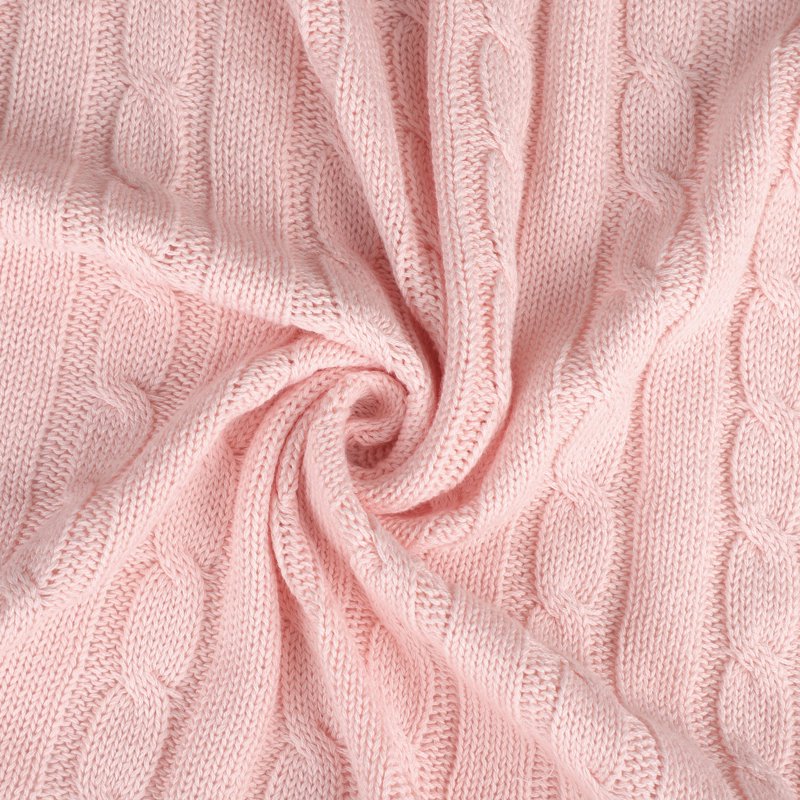 100% Cotton Cable Knit Throw Blanket - Millennial Pink 51x59 inches