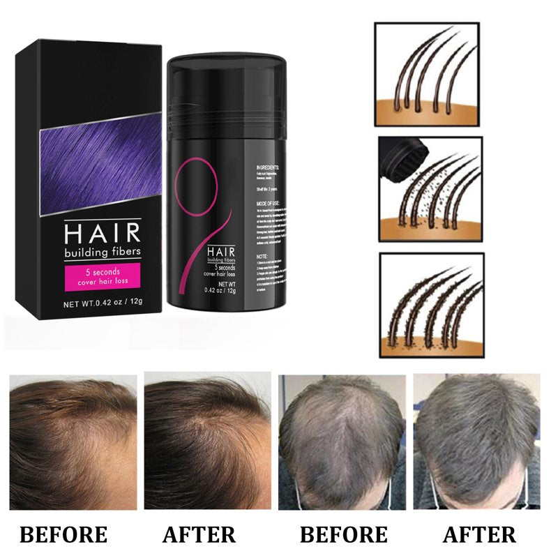 Dark Brown Hair Building Fibers Powder - Instant Volume for Thinning Hair