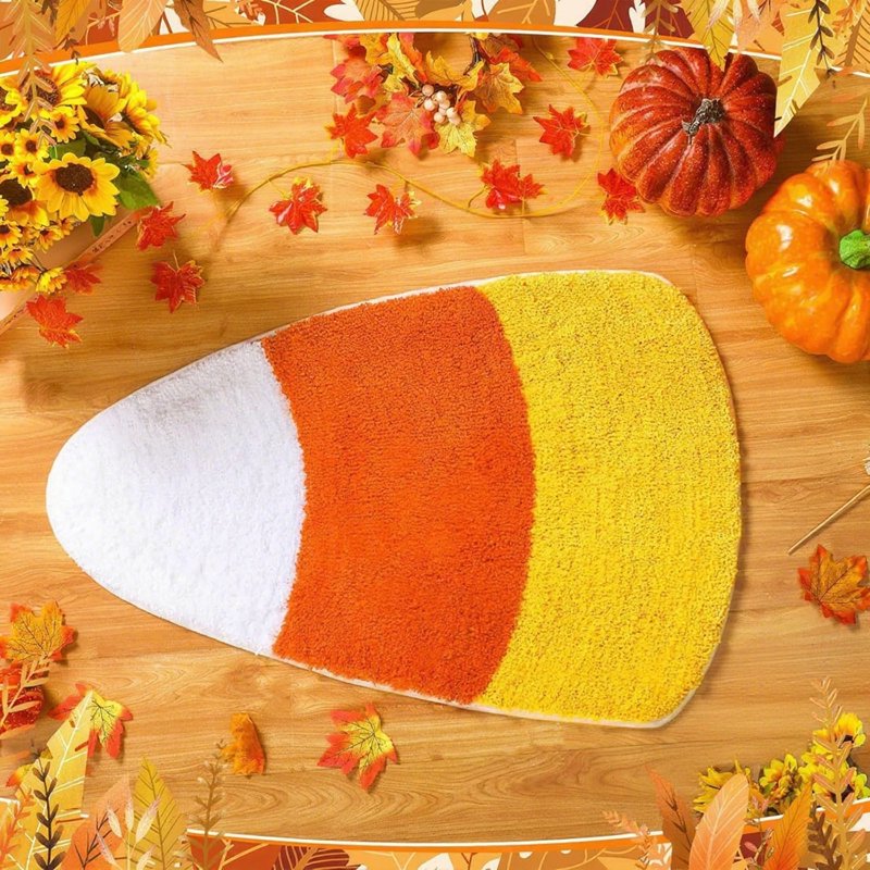 Halloween Front Door Mat - Washable Flannel Fall Thanksgiving Rug for Entryway