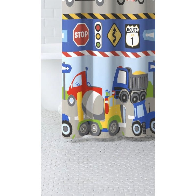 Cars and Trucks Shower Curtain - 72x72 Inch Cotton Polyester Bath Decor