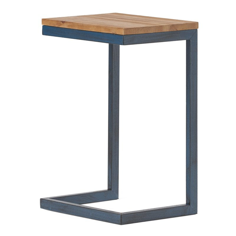 Firwood Accent Side Table - Antique Black & Blue Finish