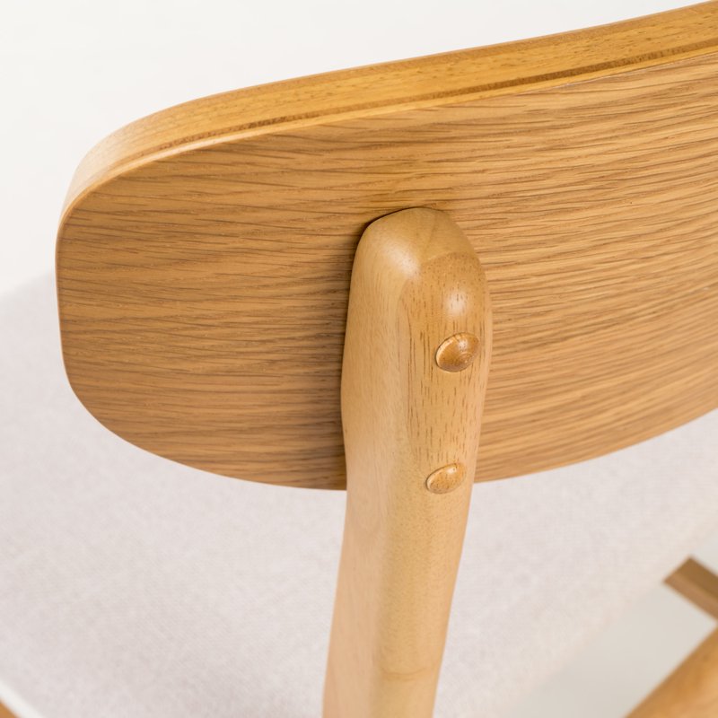 Set of 2 Light Beige Fabric Dining Chairs with Natural Oak Legs