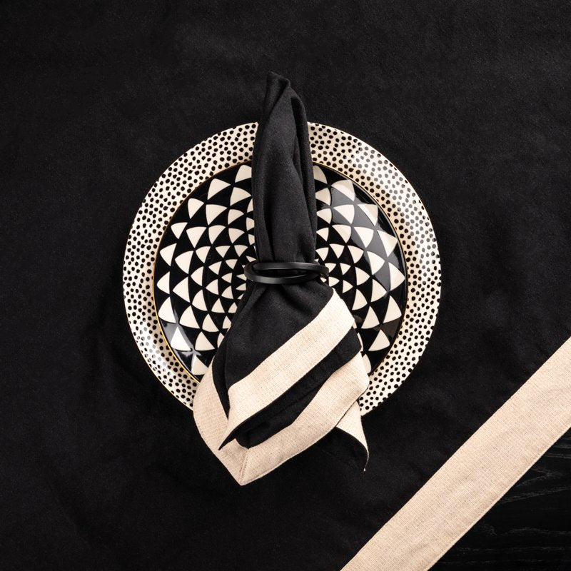 Matte Black Metal Napkin Rings - 4-Piece Set