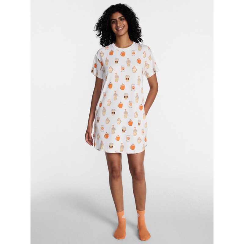 Halloween Women's Sleepshirt and Socks Set - Winter White Coffee XS