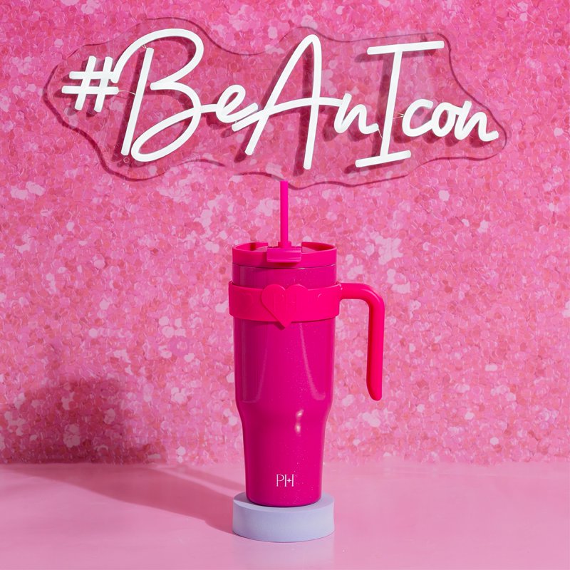 40 oz Double-Wall Insulated Tumbler with 2-in-1 Lid - Hot Pink